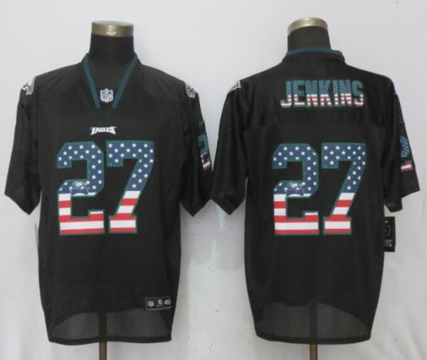 NEW Nike Philadelphia Eagles 27 Jenkins USA Flag Fashion Black Elite Jersey