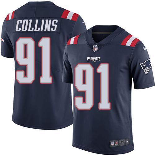 NFL New England Patriots #91 Collins Blue Rush Jersey