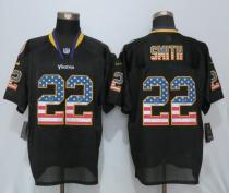 New Nike Minnesota Vikings 22 Smith USA Flag Fashion Black Elite Jerseys