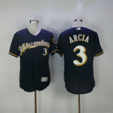 MLB Milwaukee Brewers #3 Arcia Blue Elite Jersey