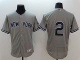 Majestic MLB New York Yankees #2 Jeter Grey Elite Jersey