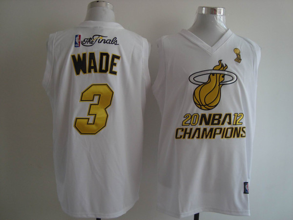 2013 NBA champion Miami Heat #3 Wade White Color the Finals Jersey