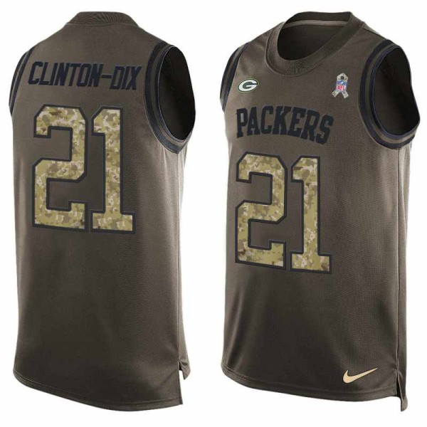 NFL Green Bay Packers #21 Clinton-Dix Limited Green Salute to Service Tank Top