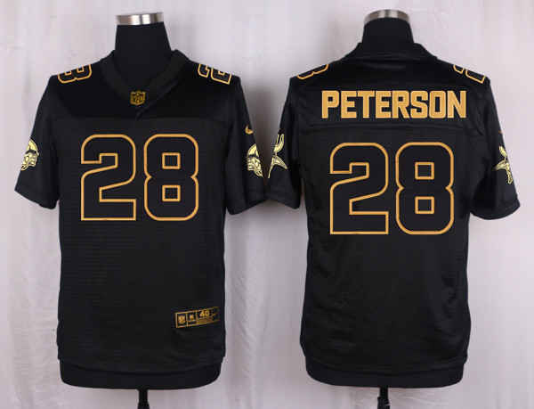 Mens Minnesota Vikings #28 Peterson Pro Line Black Gold Collection Jersey