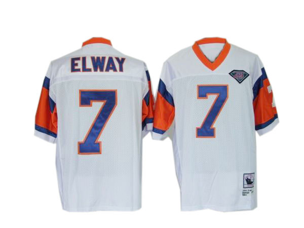  Denver Broncos #7 John Elway White Throwback Mens Jersey