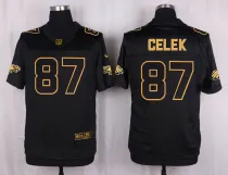 Mens Philadelphia Eagles #87 Celek Pro Line Black Gold Collection Jersey