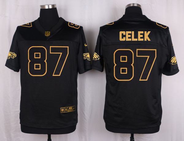 Mens Philadelphia Eagles #87 Celek Pro Line Black Gold Collection Jersey