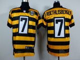 NFL Pittsburgh Steelers #7 Roethlisberger Throwback Yellow Black Jersey with 80th Patch