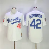 MLB Los Angeles Dodgers #42 Robinson White  Cooperstown Collection 1955 Hall Of Fame & Dual Patch Throwback Jersey
