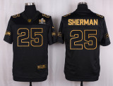 Mens Seattle Seahawks #25 Sherman Pro Line Black Gold Collection Jersey