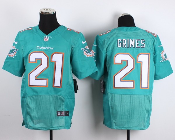 Nike Miami Dolphins #21 Grimes Green Elite Jersey