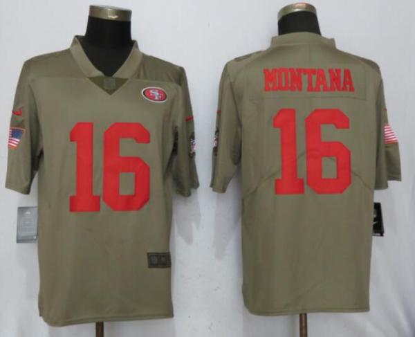 Nike San Francisco 49ers 16 Montana Olive Salute To Service Limited Jersey