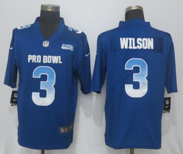 Nike Seattle Seahawks 3 Wilson Blue Nike Royal 2018 Pro Bowl Limited Jersey