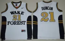 Wake Forest Demon Deacons Tim Duncan 21 College Basketball Jersey - White