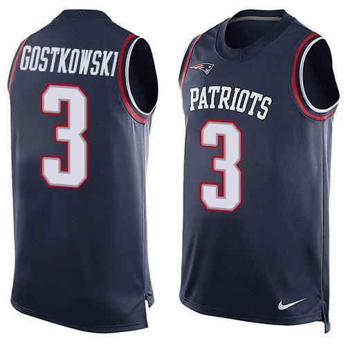 NFL New England Patriots #3 Gostkowski Blue Limited Tank Top Jersey