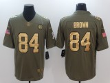 NFL Pittsburgh Steelers #84 Brown Salute to Service Gold Number Jersey