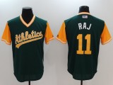 MLB Oakland Athletics #11 Raj All Rise Green Pullover Jersey