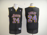 Adidas Los Angles Lakers #24 Kobe Bryant Black color Blue name and number Jersey