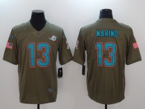 Mens Miami Dolphins #13 Marino Olive Salute to Service Limited Jersey