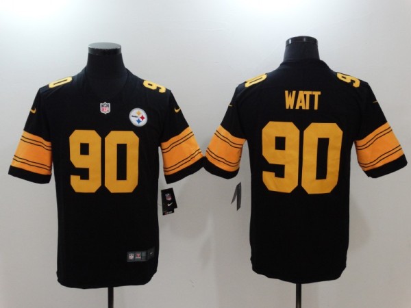 NFL Pittsburgh Steelers #90 Watt Color Rush Limited Black Jersey