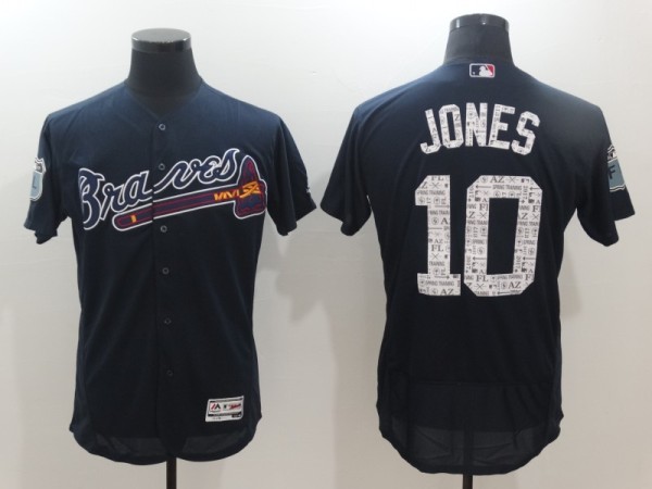 MLB Atlanta Braves #10 Jones D.Blue Spring Training Jersey