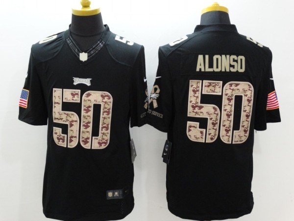 Nike Philadelphia Eagles #50 Alonso Black Limited Salute to Service Jersey