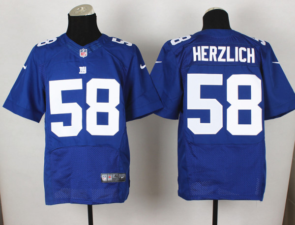 Nike New York Giants #58 Herzlich Blue Elite Jersey