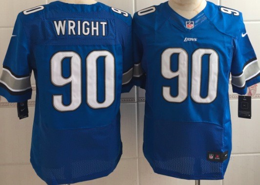 Nike Detroit Lions #90 Wright Blue Elite Jersey