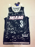 NBA Miami Heat #3 Wade City Lights Black Jersey