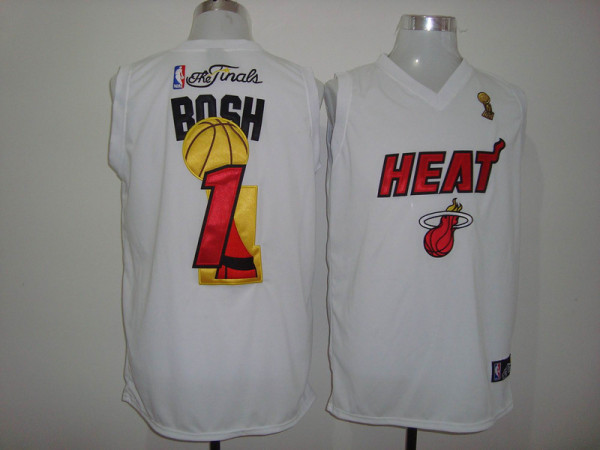 2013 NBA champion Miami Heat #1 Bosh White the Finals Jersey