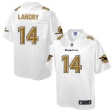 Mens NFL Miami Dolphins #14 Landry White Gold Collection Jersey