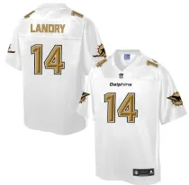 Mens NFL Miami Dolphins #14 Landry White Gold Collection Jersey