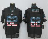 NEW Nike Philadelphia Eagles 62 Kelce USA Flag Fashion Black Elite Jersey