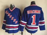 NHL New York rangers #1 Giacomin Blue Jersey