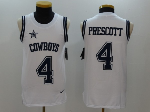 NFL Dallas Cowboys #4 Prescott White Color Rush Tank Top