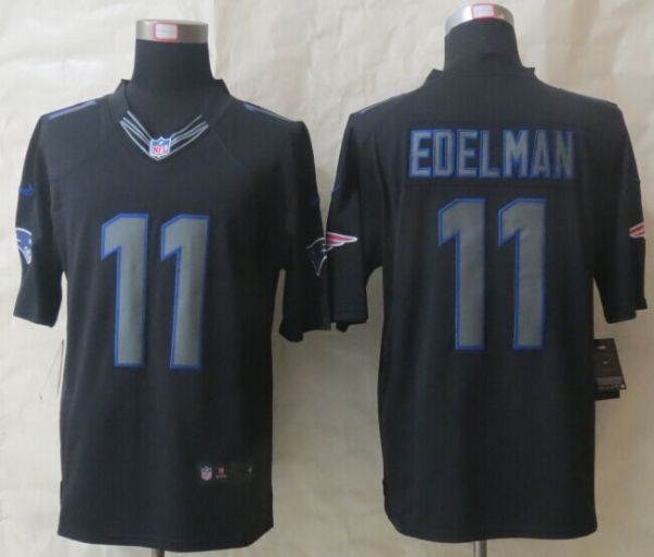 New Nike New England Patriots 11 Edelman Impact Limited Black Jerseys