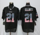 New Nike Dallas Cowboys #21 Elliott USA Flag Fashion Black Elite Jerseys