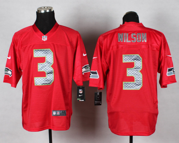 Nike Seattle Seahawks #3 Wilson Red Elite QB Jerseys