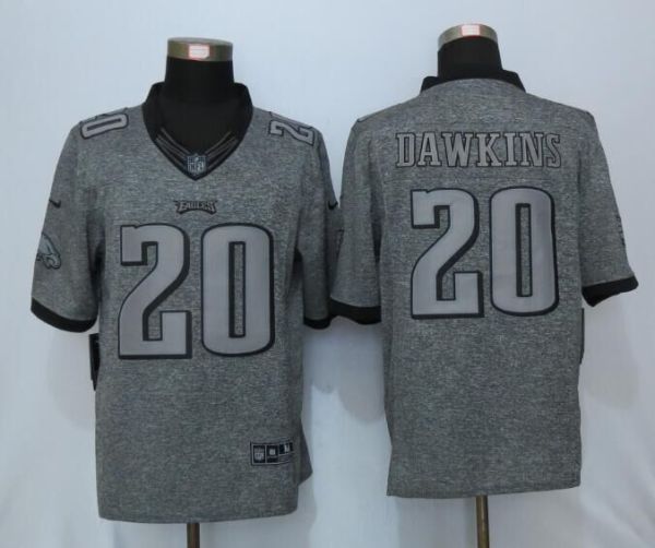 Nike Philadelphia Eagles 20 Dawkins Gray Mens Stitched Gridiron Gray Limited Jersey