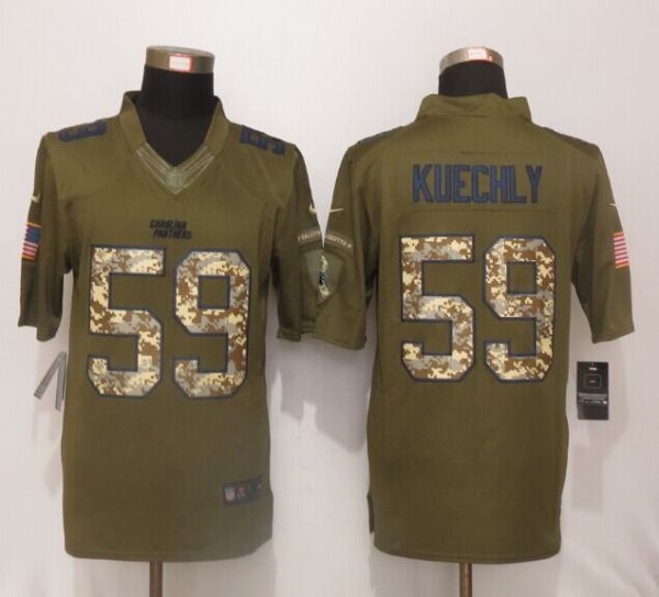 New Nike Carolina Panthers 59 Kuechly Green Salute To Service Limited Jersey