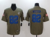 Mens Dallas Cowboys #82 Witten Olive Salute to Service Limited Jersey