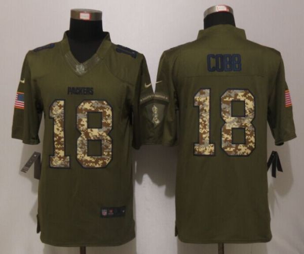 New Nike Green Bay Packers 18 Cobb Green Salute To Service Limited Jersey