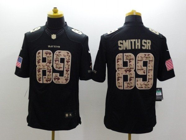 Nike Baltimore Ravens #89 Smith SR Black Salute TO Service Jersey