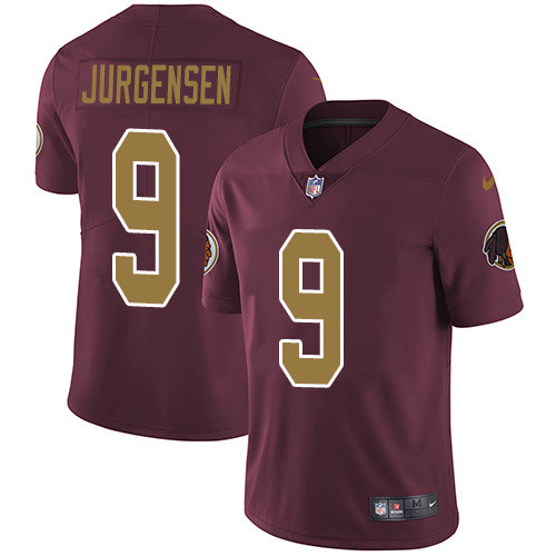 Mens Washington Redskins #9 Jurgensen Red Yellow Number Elite Jersey