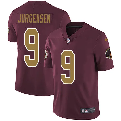 Mens Washington Redskins #9 Jurgensen Red Yellow Number Elite Jersey