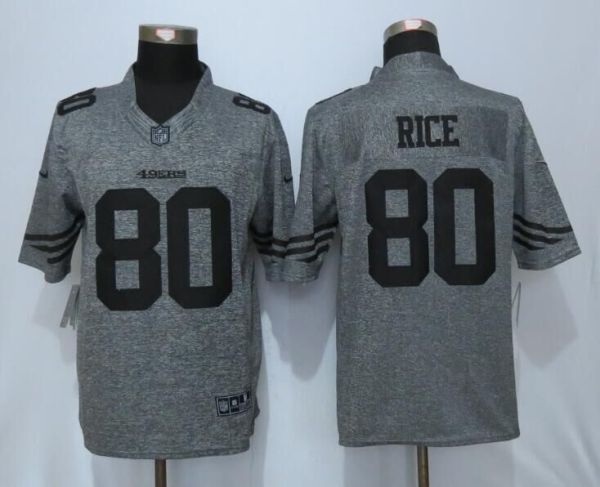 Nike San Francisco 49ers 80 Rice Gray Mens Stitched Gridiron Gray Limited Jersey