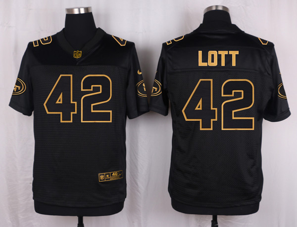 Mens San Francisco 49ers #42 Lott Pro Line Black Gold Collection Jersey