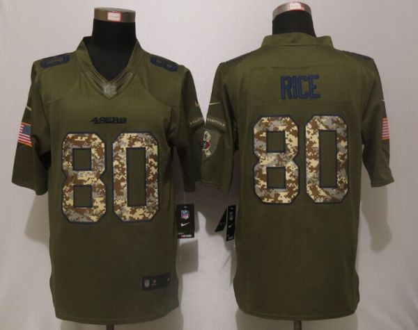 Nike San Francisco 49ers 80 Rice Green Salute To Service Limited Jersey