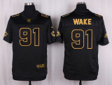 Mens Miami Dolphins #91 Wake Pro Line Black Gold Collection Jersey