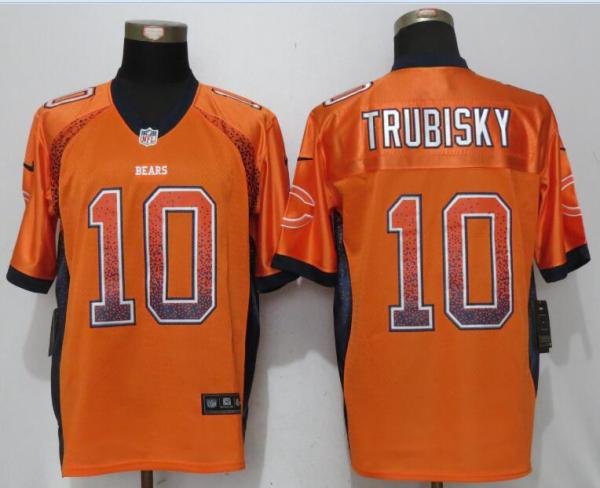 Nike Chicago Bears 10 Trubisky Drift Fashion Orange Elite Jersey